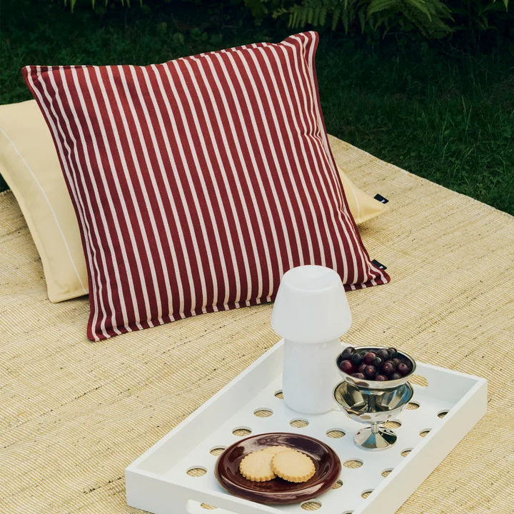 HAY - Terrazza Outdoor Kissen, 50 x 50 cm, dicke Streifen, terracotta