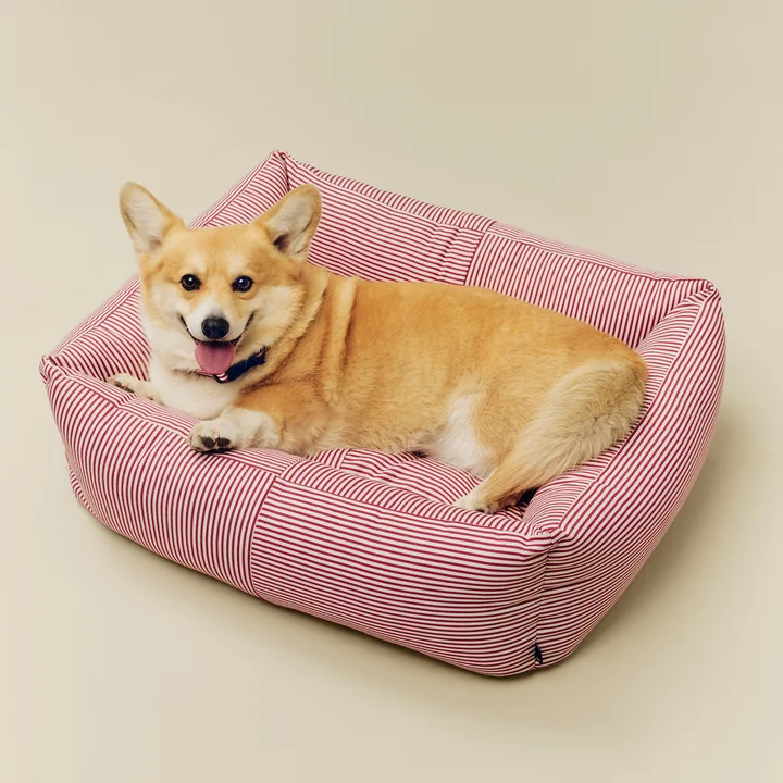 HAY - Hundebett, Zip, M, rot / weiße Streifen