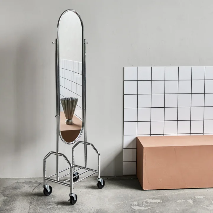 House Doctor - Image Standspiegel auf Rollen, silber