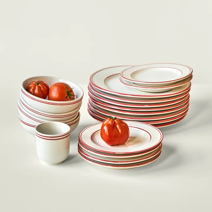 Nicolas Vahé - Bistro Geschirr, rot / weiß