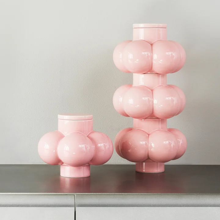 Normann Copenhagen - Deko Object Vase Bubbles mit Deckel, soft pink