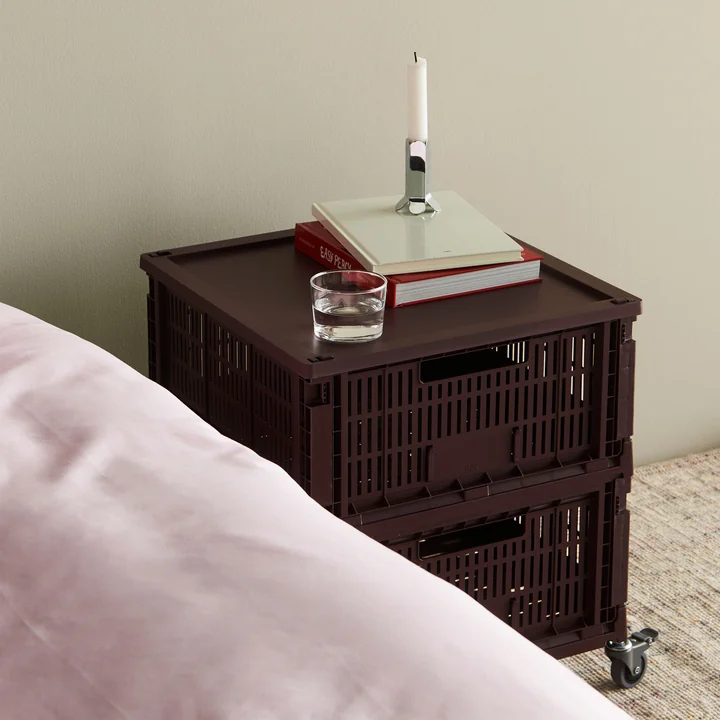 HAY - Beistelltisch auf Rollen, large, bordeaux, recycled