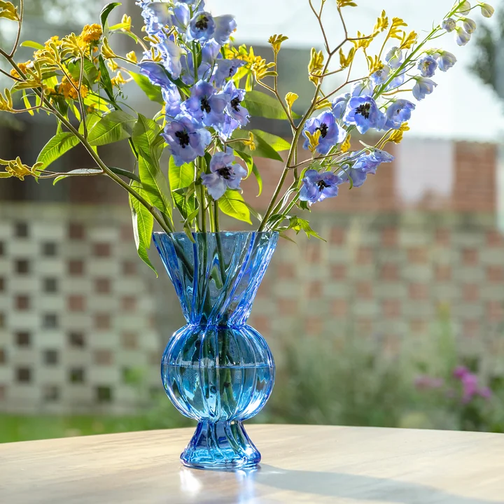 &klevering - Rhombic Glas-Vase, blau