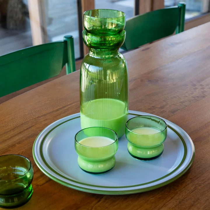 &klevering - Circus Karaffe 1,3 L mit Trinkglas, grün