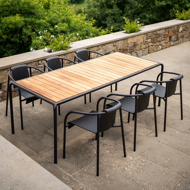 HOUE - AVANTI Outdoor Esstisch, 222 x 98 cm, Kiefer / schwarz