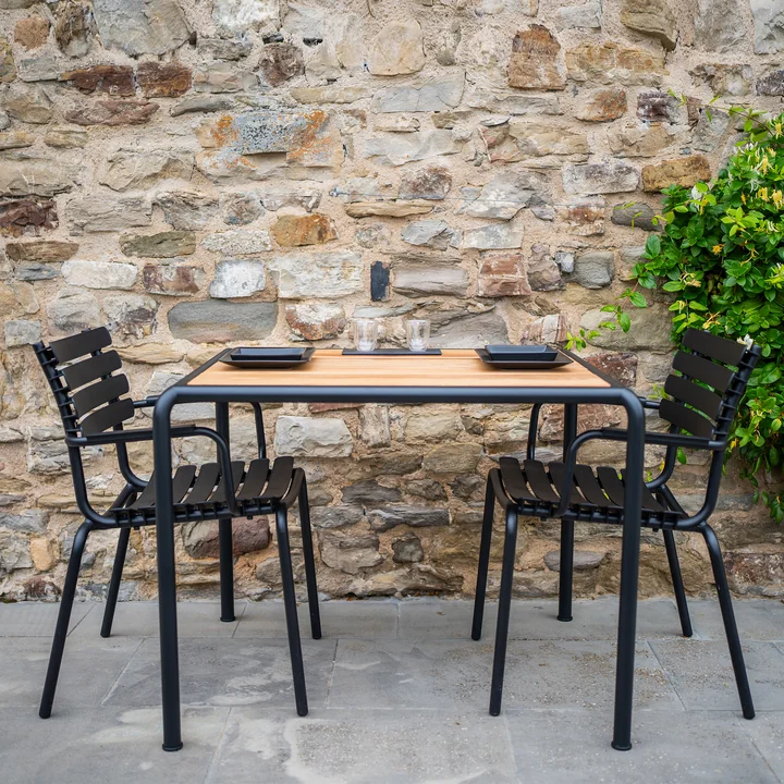 HOUE - AVANTI Outdoor Esstisch, 98 x 83 cm, Kiefer / schwarz