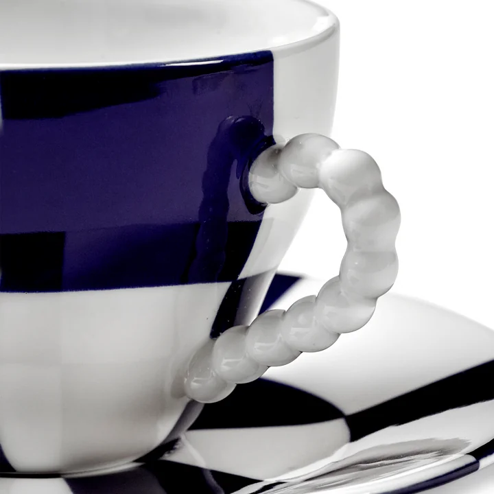 Serax - Fête des Bêtes Tasse und Untertasse, blau / weiß
