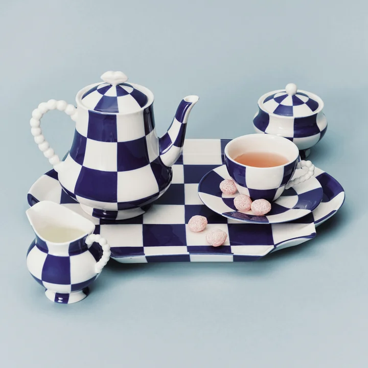 Serax - Fête des Bêtes Kollektion, blau / weiß
