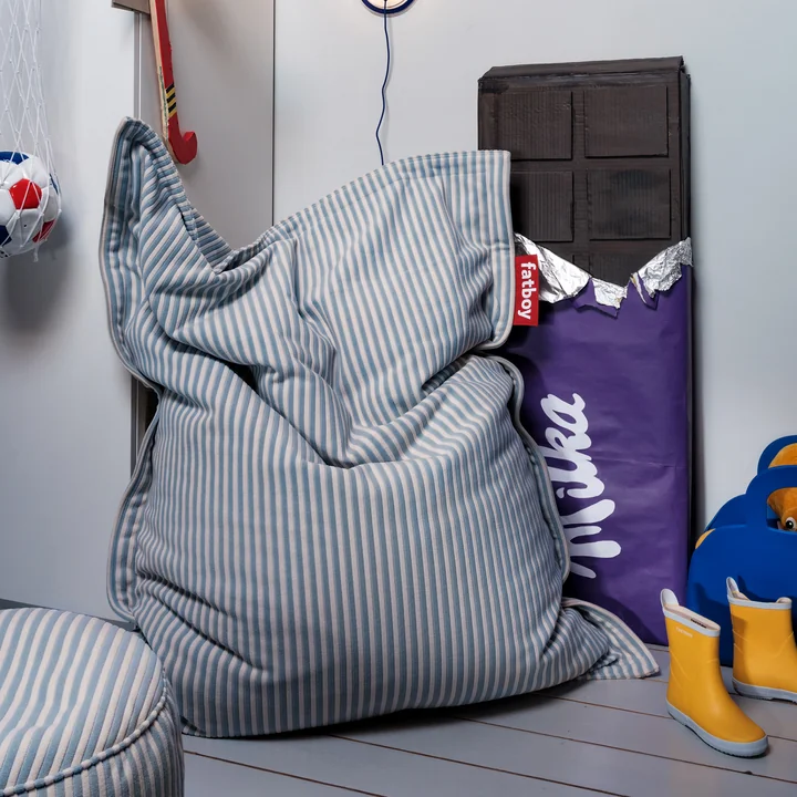 Fatboy - Bezug für Original Slim Terry Sitzsack, blizzard blue/cream