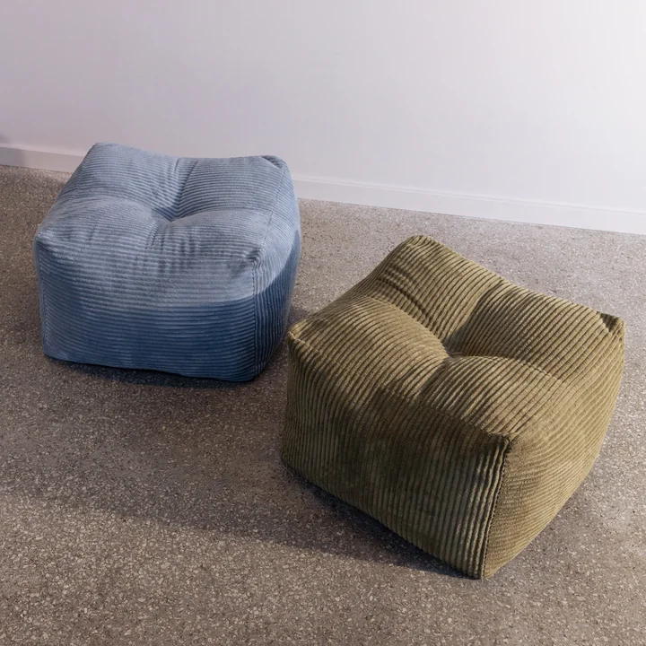 Karup - Buddy Kids Pouf, 50 x 50 cm, hazy blue (554) und khaki green (553)