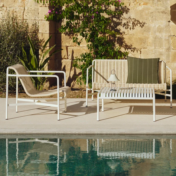 HAY - Palissade Cord Lounge Sofa, cremeweiß und Palissade Beistelltisch