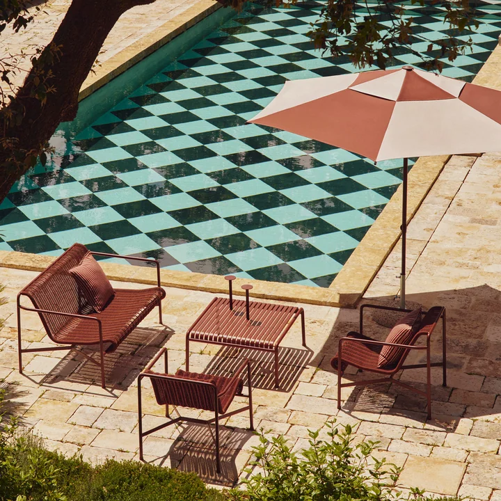HAY - Terrazza Sonnenschirm, sechseckig, Ø 300 cm, off-white / burgundy