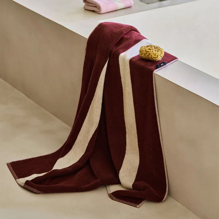 HAY - Stripe Badelaken 100 x 150 cm, burgundy