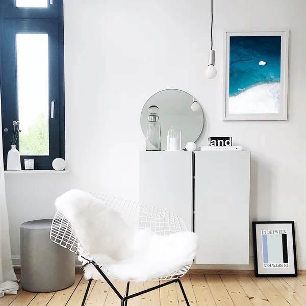 Asbtraktes Poster in Blau und Weiß