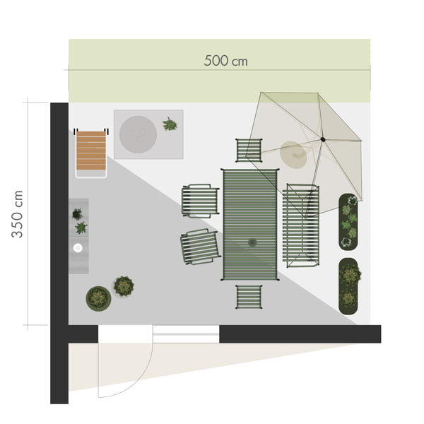 Infografik - Outdoorküche - Hinterhof - Reihenhaus - Dachterrasse