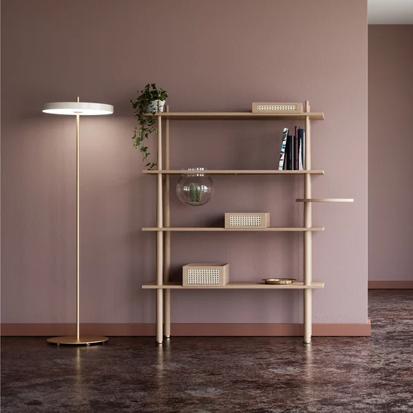 Asteria LED-Stehleuchte und Stories Standregal mit 4 Böden von Umage