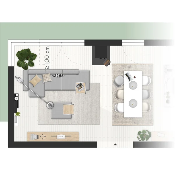 Zimmer mit bodentiefen Fenstern einrichten - Grundriss Wohnzimmer