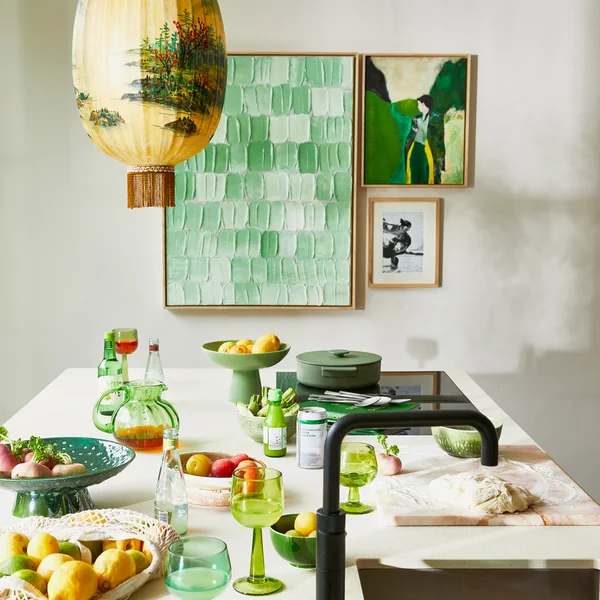 Green Palette abstraktes gerahmtes Wandbild von HKliving