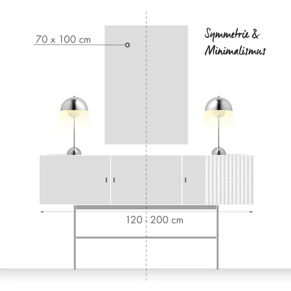 Kommode dekorieren Symmetrie und Minimalismus