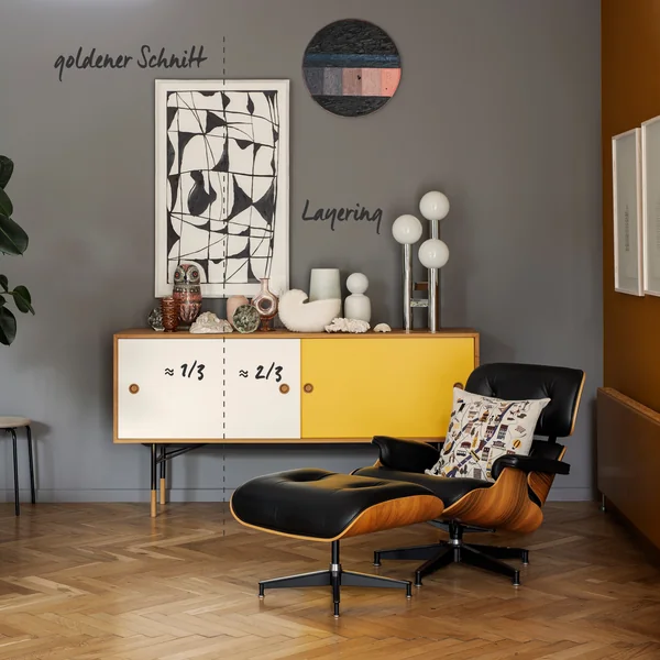 Kommode dekorieren Goldener Schnitt