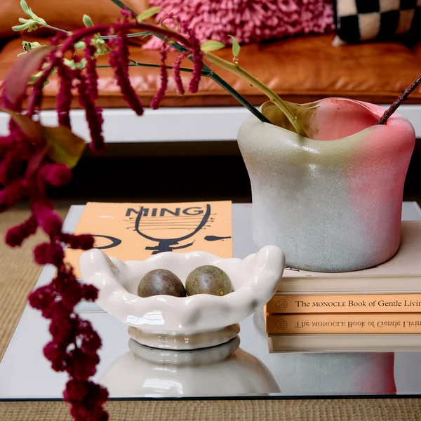 HKliving - Folded Glasvase, duo, rosa / grün